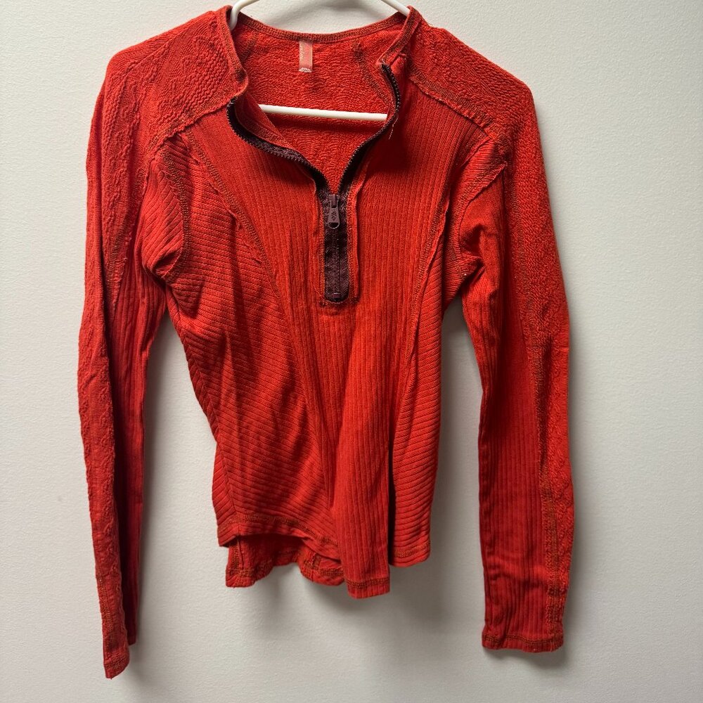 Free People Red Long Sleeve Top